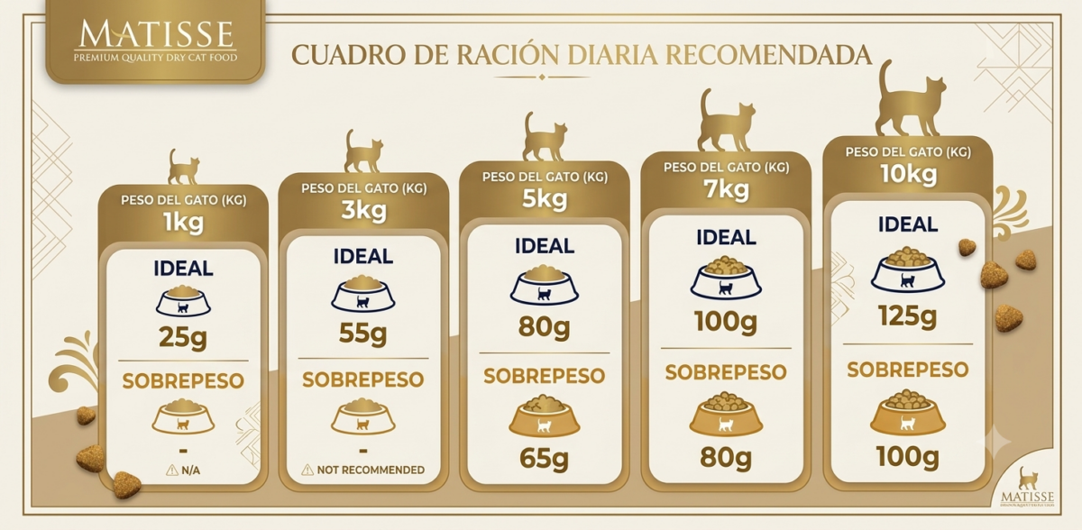 Tabla de raciones productos Matisse